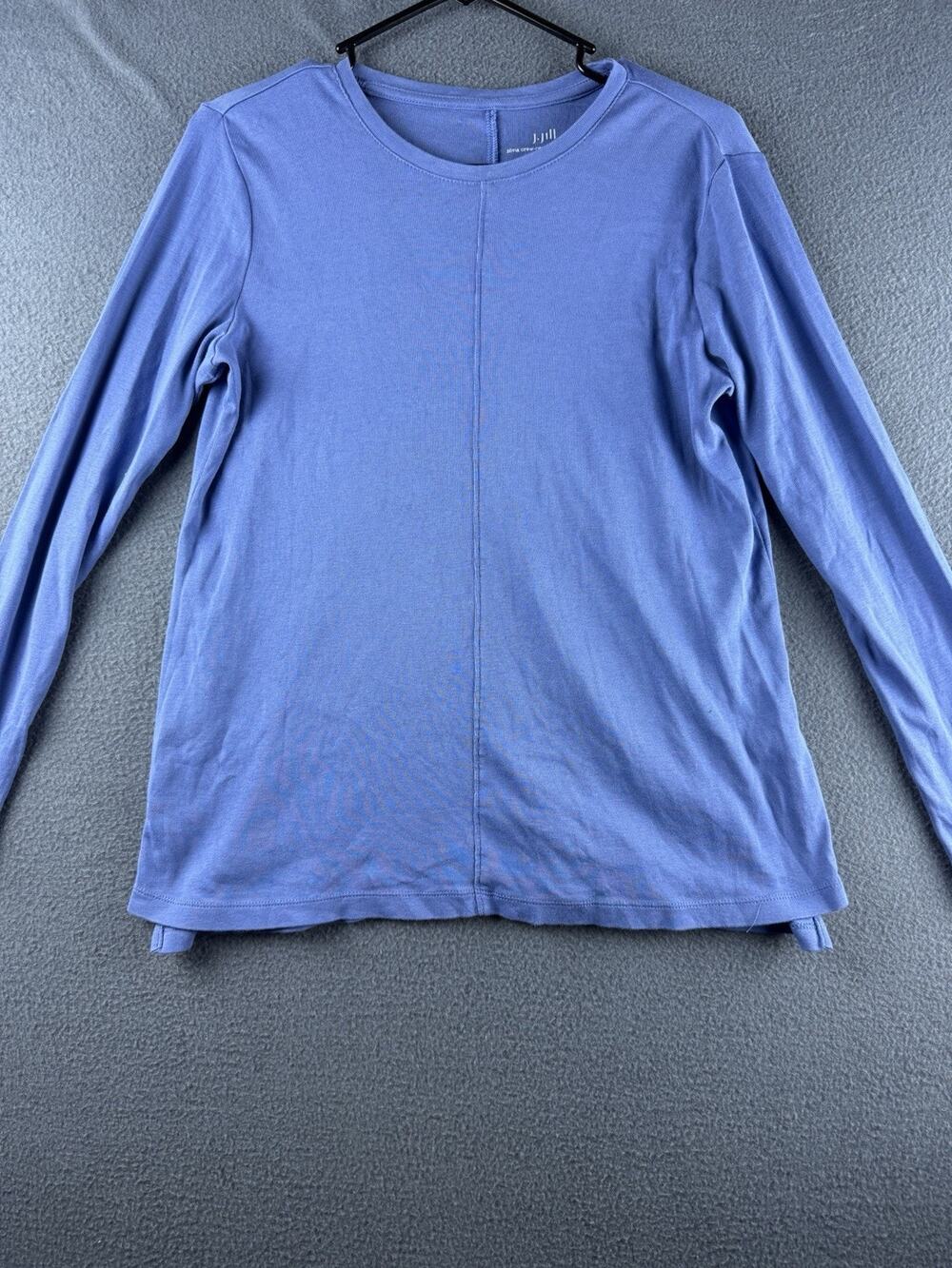 J.Jill Pima Crew Neck High Low Tee Dusty Blue Shirt Size Small